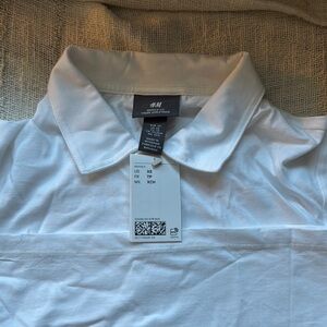 H&M White Polo Shirt Classic Cotton Blend